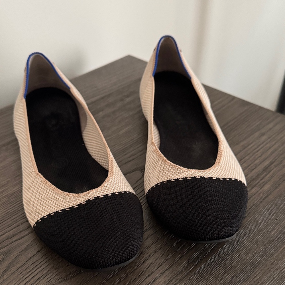 Rothy's Beige and Black Flats